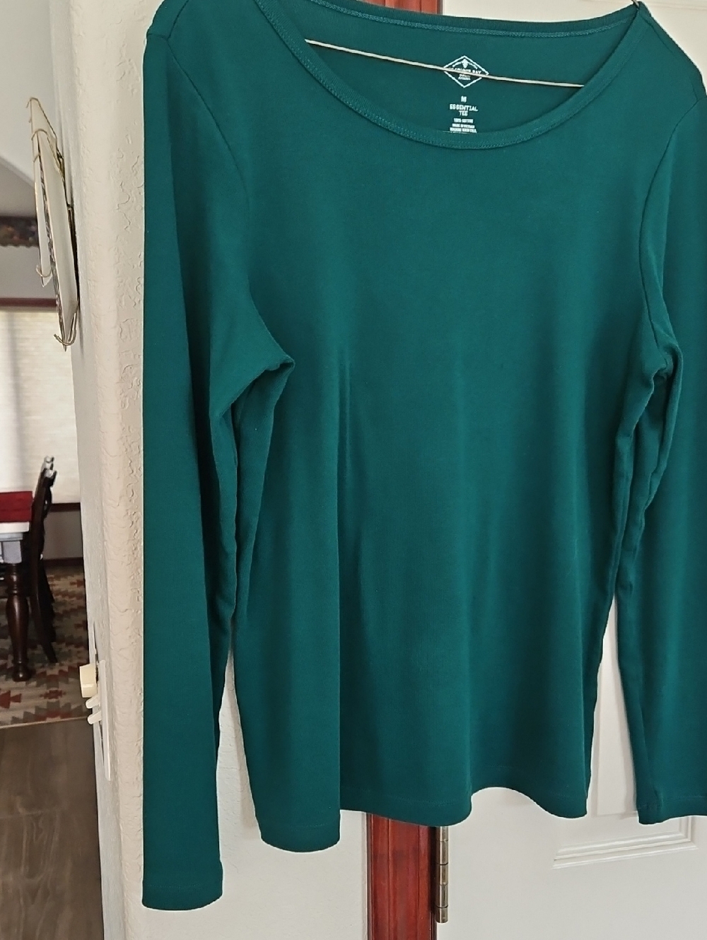 St. John's Bay Forest Green Long Sleeve Crew Neck Top